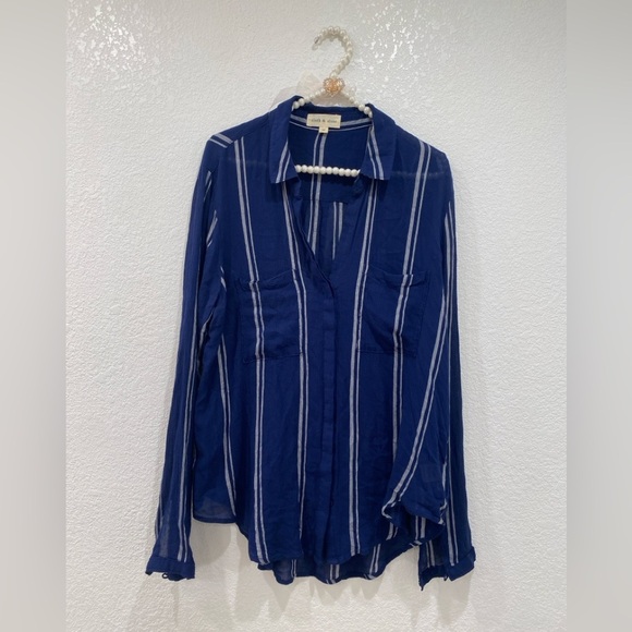 Anthropologie Cloth and Stone button down stripped shirt size M - Picture 4 of 6